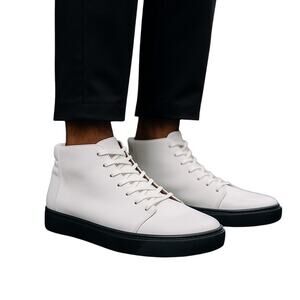 Rodd & Gunn Men’s White Leather High Top Sneakers Vibram Sole Size 8 - EU 41